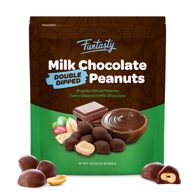 Funtasty Double Dipped Milk Chocolate Covered Roasted Peanuts, 2 Pound