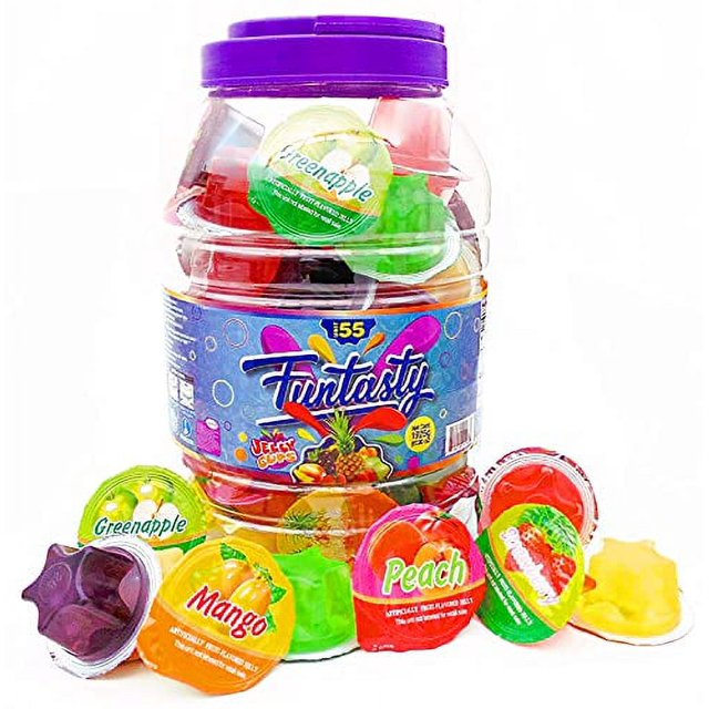 Funtasty Fruit Jelly Cups Assorted Natural Juice Jelly Candy, 55 Count