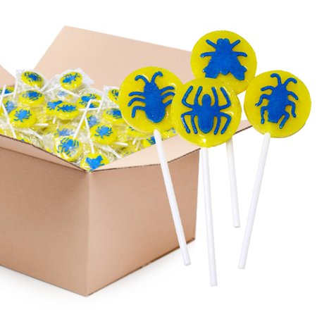 Funtasty Icing Tattoo Insects Lollipops Individually Wrapped Tropical Fruit Hard Candy, Bulk 2 Pounds (110 Count)