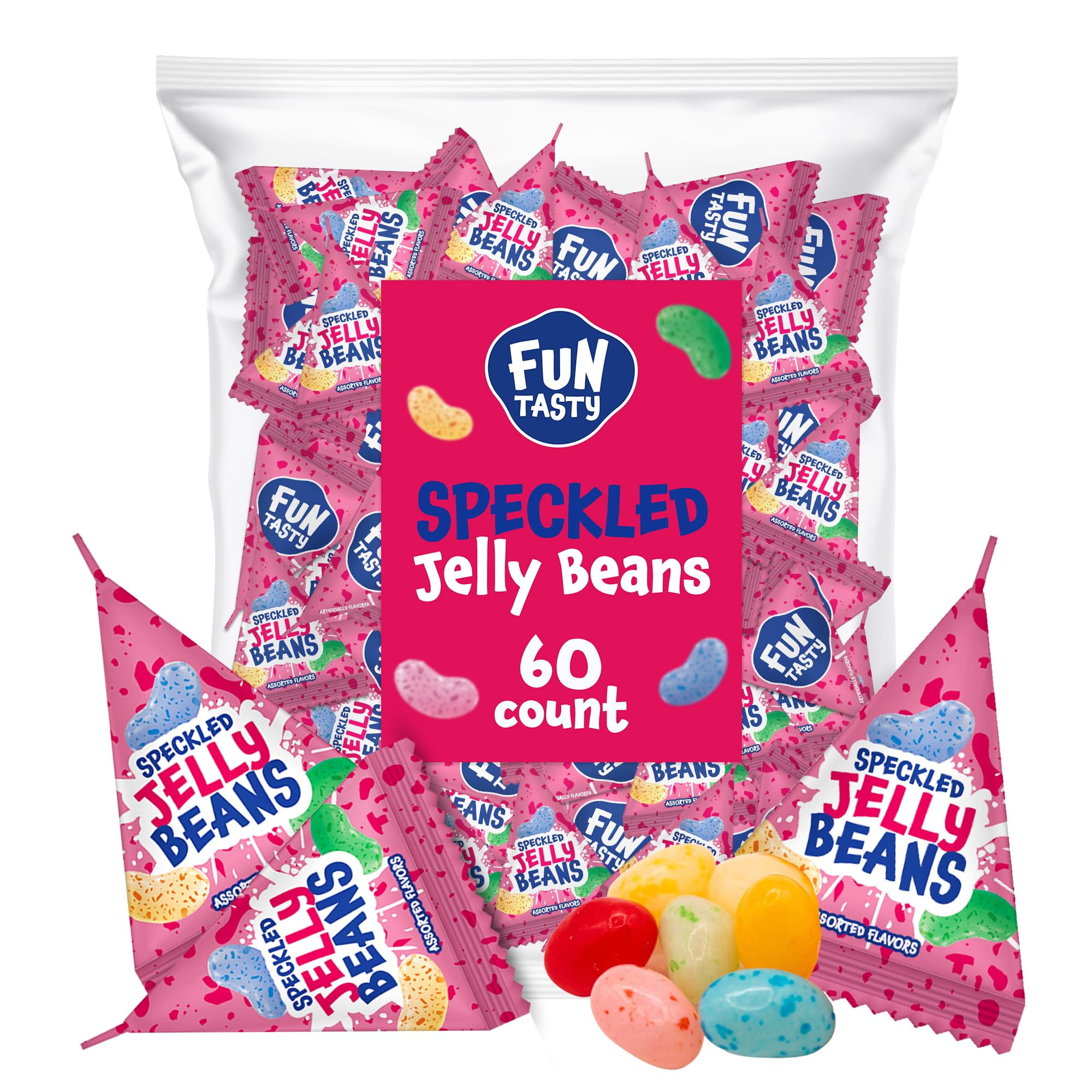 Funtasty Jelly Beans Candy, Individual Pouches 60 Count Pack (12