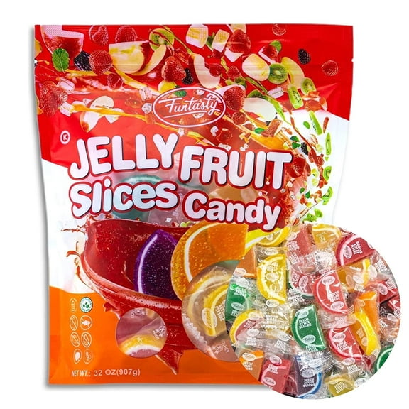 Funtasty Jelly Slices Assorted Fruit Flavored Candy, Pack 2 Pounds