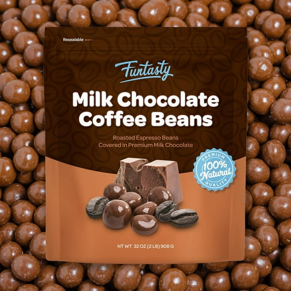 Funtasty Milk Chocolate Covered Espresso Beans, 2 Pound Bag