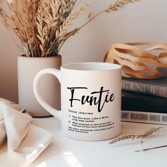 Funtie Definition Mug, Funny Aunt Gift for Birthday, Cool AU1NOffee Mug for CH1Ristmas, Gift for Auntie Who Loves S1Henanigans, 11 and 15oz