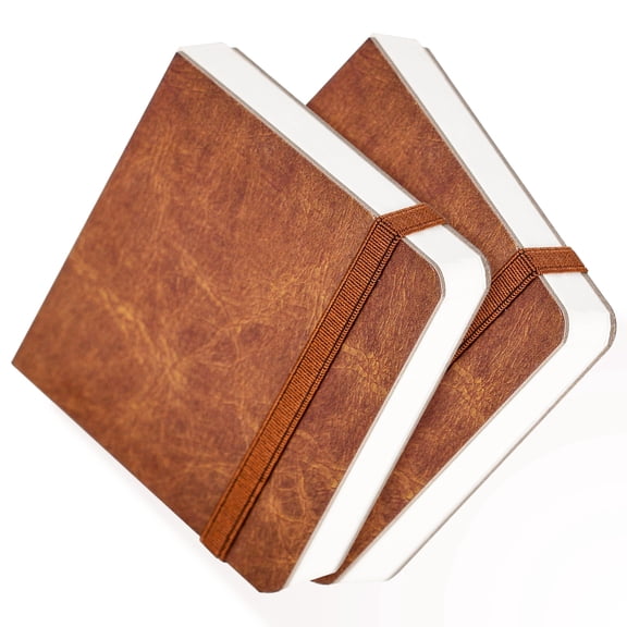 Funto Watercolor Journal 2-Pack, 3.9x3.9, 44 Pages Each,Cold-Pressed 100% Cotton, Pearlescent PU Leather Brown Hard Cover, Art Supplies for Watercolor