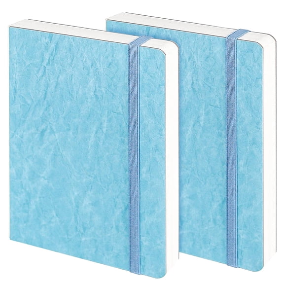 Funto Watercolor Journal, 7.5x5, 2 Packs, 44 Pages Each, Cold-Pressed 100% Cotton, Pearlescent PU Leather Blue Cover, Art Supplies for Mixed Media