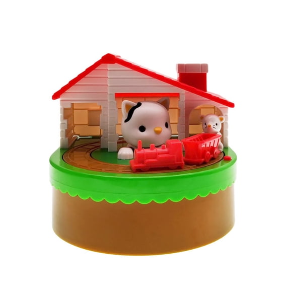 Funtogether Toy Automatic Cat & Mouse Piggy Bank, Electronic Musical Coin Bank with Moving Train, Fun Money Saving Box for Kids
