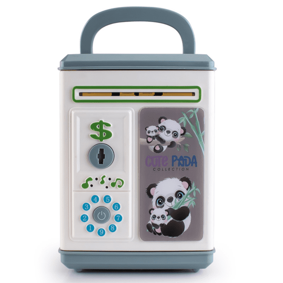 Funtogether Toy Electronic Piggy Bank for Kids, Automatic Paper Money Scroll ATM with Music, Key Lock Coin Bank, Fun Toy Safe for Boys & Girls