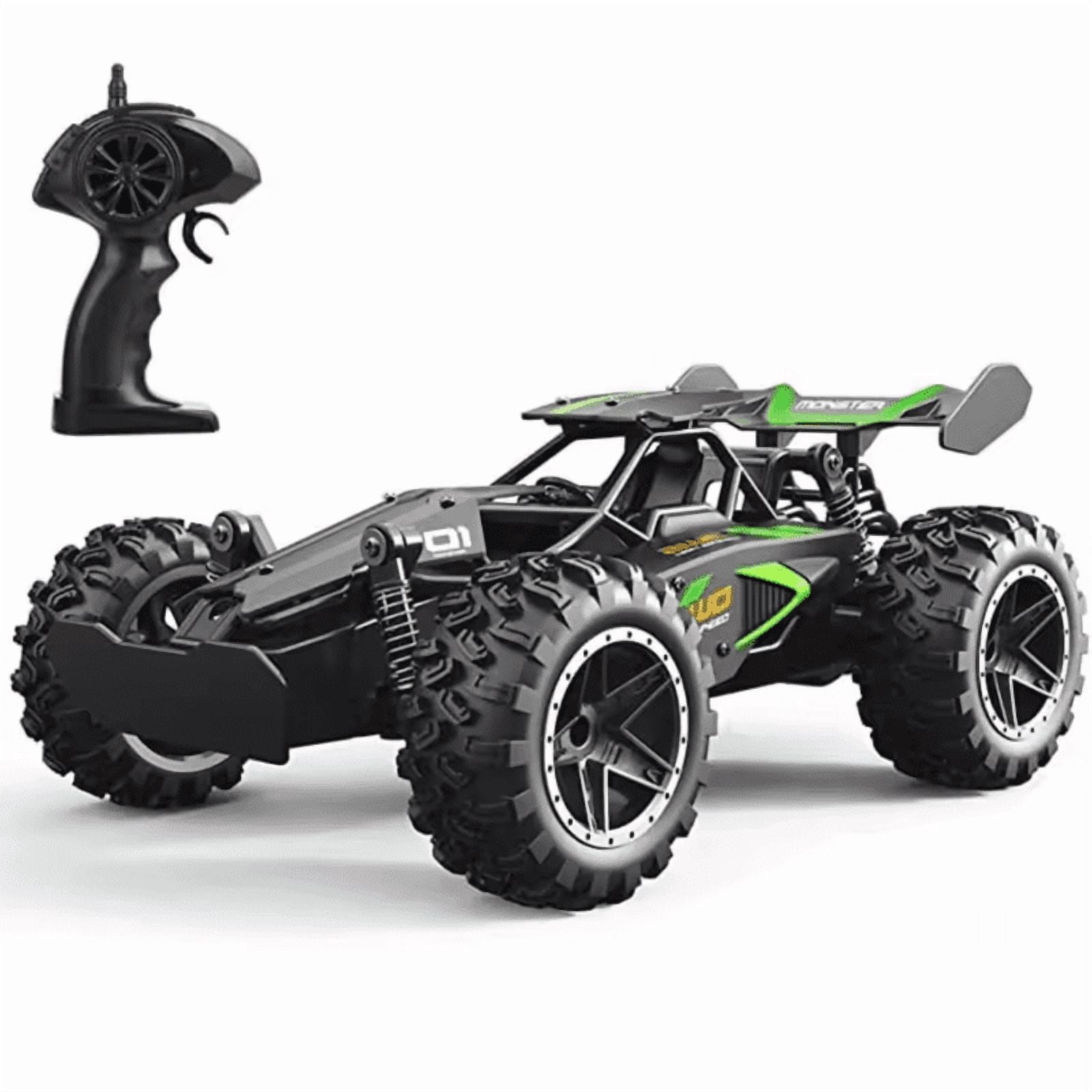 Funtogether Toys 1:18 2.4GHz Remote Control Monster Truck – Off-Road RC Car for Boys Ages 4-12 and Girls – Easter Basket Gift Idea (Black Green)