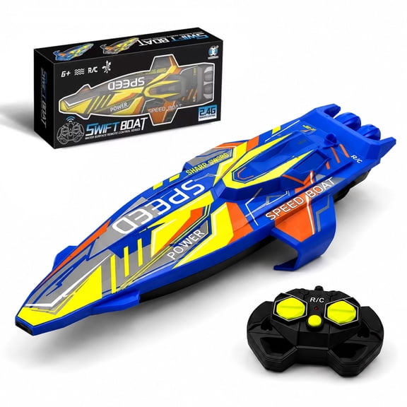 Funtogether Toys 2.4GHz RC Boat for Kids, Dual Motor Remote Control Speedboat for Pool and Lake