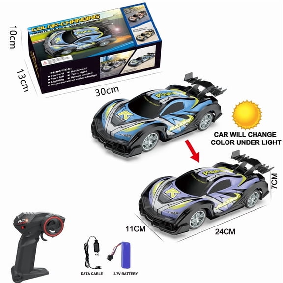 Funtogether Toys 5-Channel Color-Changing RC Car, 2.4G High-Speed Drifting Race Car with LED Lights, UV Photosensitive Remote Control Toy for Kids