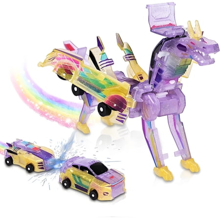 Funtogether Toys Dinosaur Collision Transforming Car, Crash & Transform Vehicle Toy for Boys and Girls, Birthday or Christmas Party Gift
