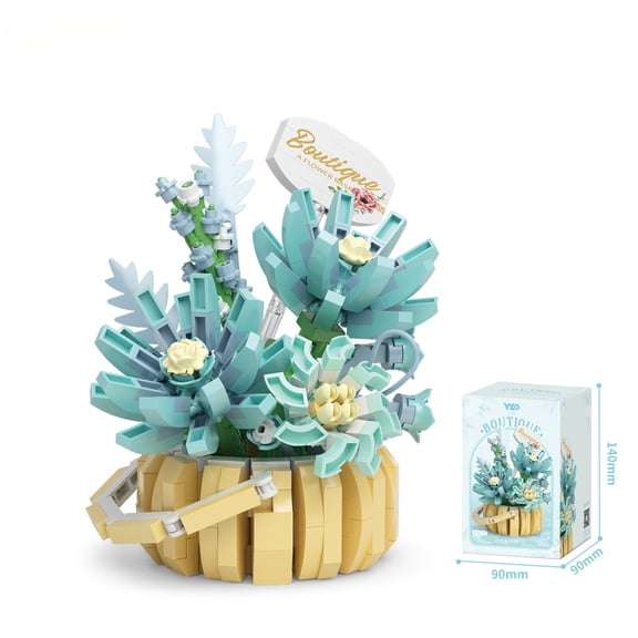 Funtogether Toys Flower Basket Building Set, Artificial Flowers Building Blocks, Botanical Collection Creative DIY Toy for Home Decor, Never-Withering Blooms, Gift for Adults and Teens (8 Styles)