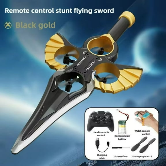 Funtogether Toys Flying Sword RC Drone, 2.4GHz 4-Motor Quadcopter, EPP Foam Material, One-Key Takeoff/Landing with 360° Flips & LED Lights, Easy to Fly Toy for Kids & Beginners