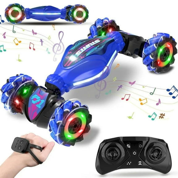 Funtogether Toys Gesture Sensing RC Stunt Car, 2.4GHz 4WD Hand-Controlled Remote Car with Lights & Music, for Kids Ages 6-12