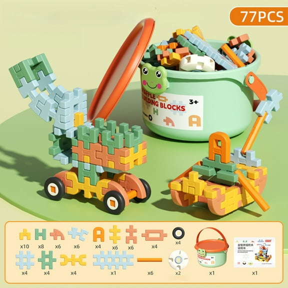 Funtogether Toys Large Interlocking Building Blocks, Soft Plastic STEM Construction Toy Set with Multi-Angle Connectors for Toddlers Kids Ages 3+, Creative Educational Building Bricks for Limitless C