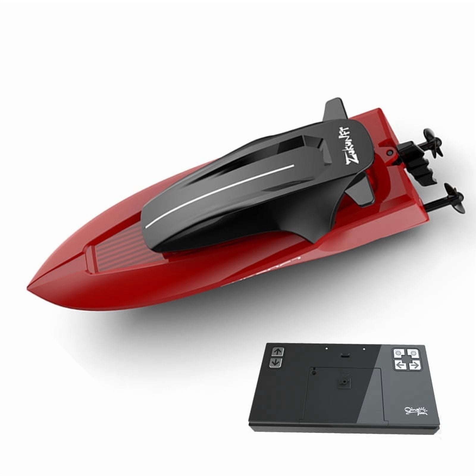 Funtogether Toys Mini RC Boat, 2.4GHz Remote Control Speedboat with Dual Motors & LED Lights, Water-Activated Racing Toy for Pools and Bathtubs