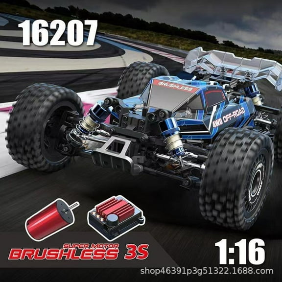 RC Car Funtogether Toys, 1:16 Scale 4WD Off-Road Buggy, Brushless 3S Motor, High-Speed Remote Control Truck for Teens & Adults