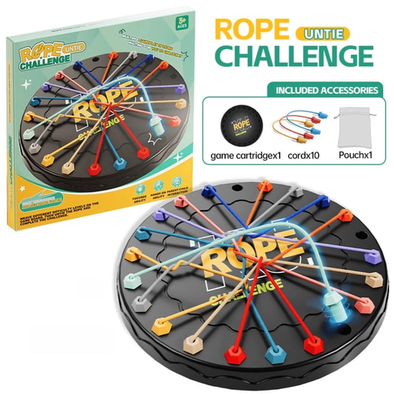 Funtogether Toys Rope Challenge Puzzle Game, No Character, Great Untangling Brain Teaser Logic Board Set for Kids and Family Night