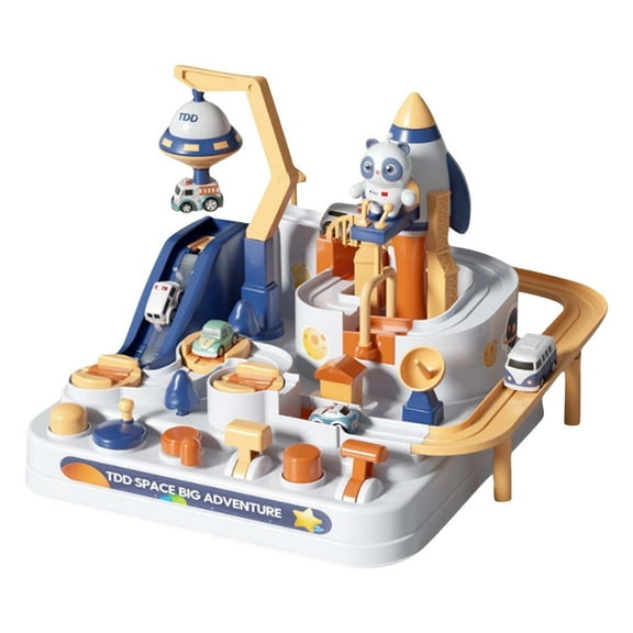 Space Play Toy for Toddler, Space Rail Car Building Toy, Funtogether Toys Mechanical Puzzle Track, Space-Themed Race Set with Interactive Train
