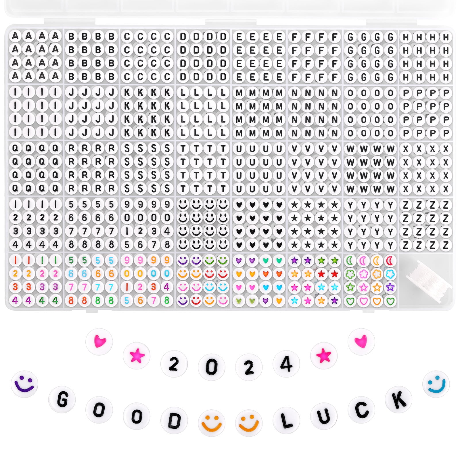 Funtopia 1560pcs Letter Beads for Jewelry Making, Bracelet making kit for Kid with Complete A-Z Letter Beads, 0-9 Number Beads, Star Beads and Heart Beads, Jewelry Making Supplies DIY Craft Beads Set