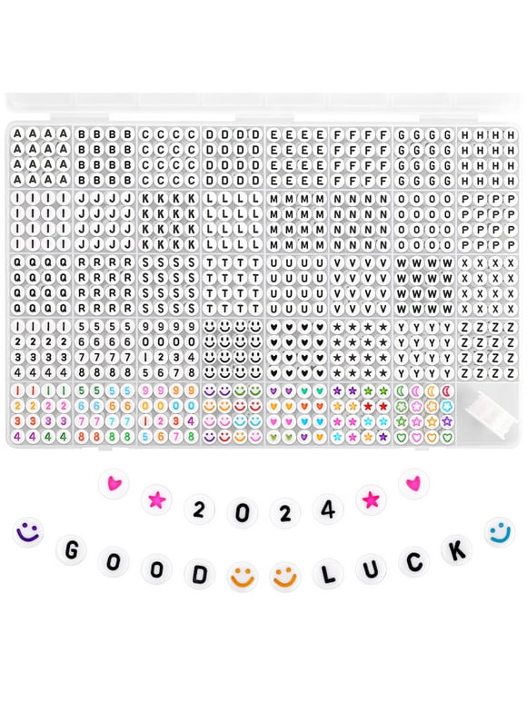 Funtopia 1560pcs Letter Beads for Jewelry Making, Bracelet making kit for Kid with Complete A-Z Letter Beads, 0-9 Number Beads, Star Beads and Heart Beads, Jewelry Making Supplies DIY Craft Beads Set