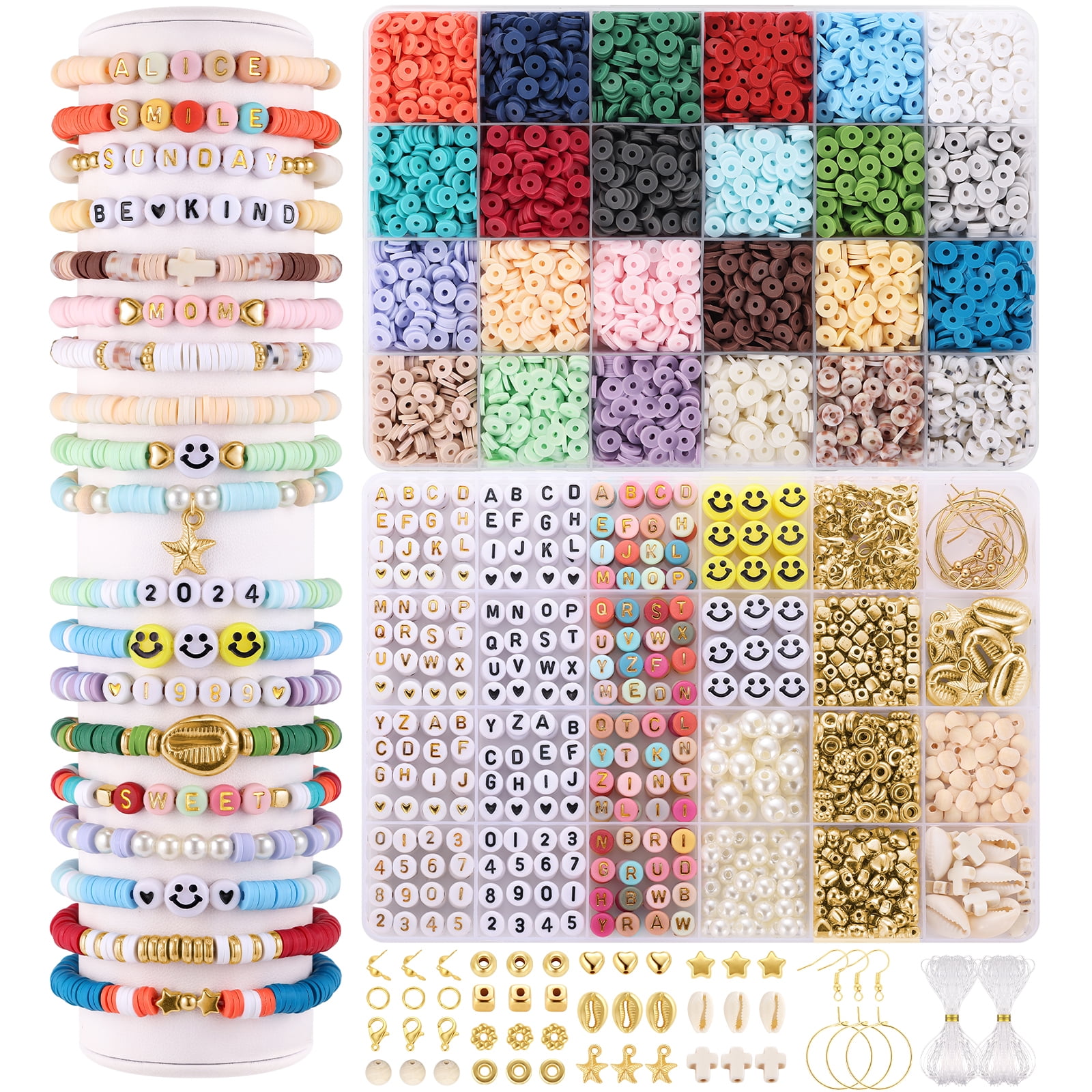 Funtopia Clay Beads, 48 Colors Charm Bracelet Making kit for Girls