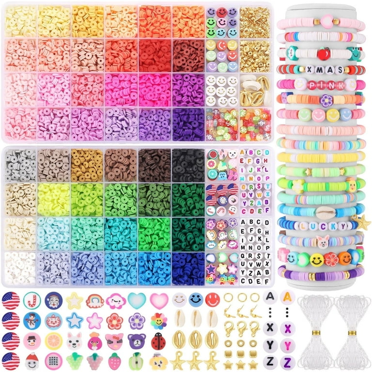 Funtopia 48 Colors Polymer Clay Beads Kit, Flat Heishi Bracelet