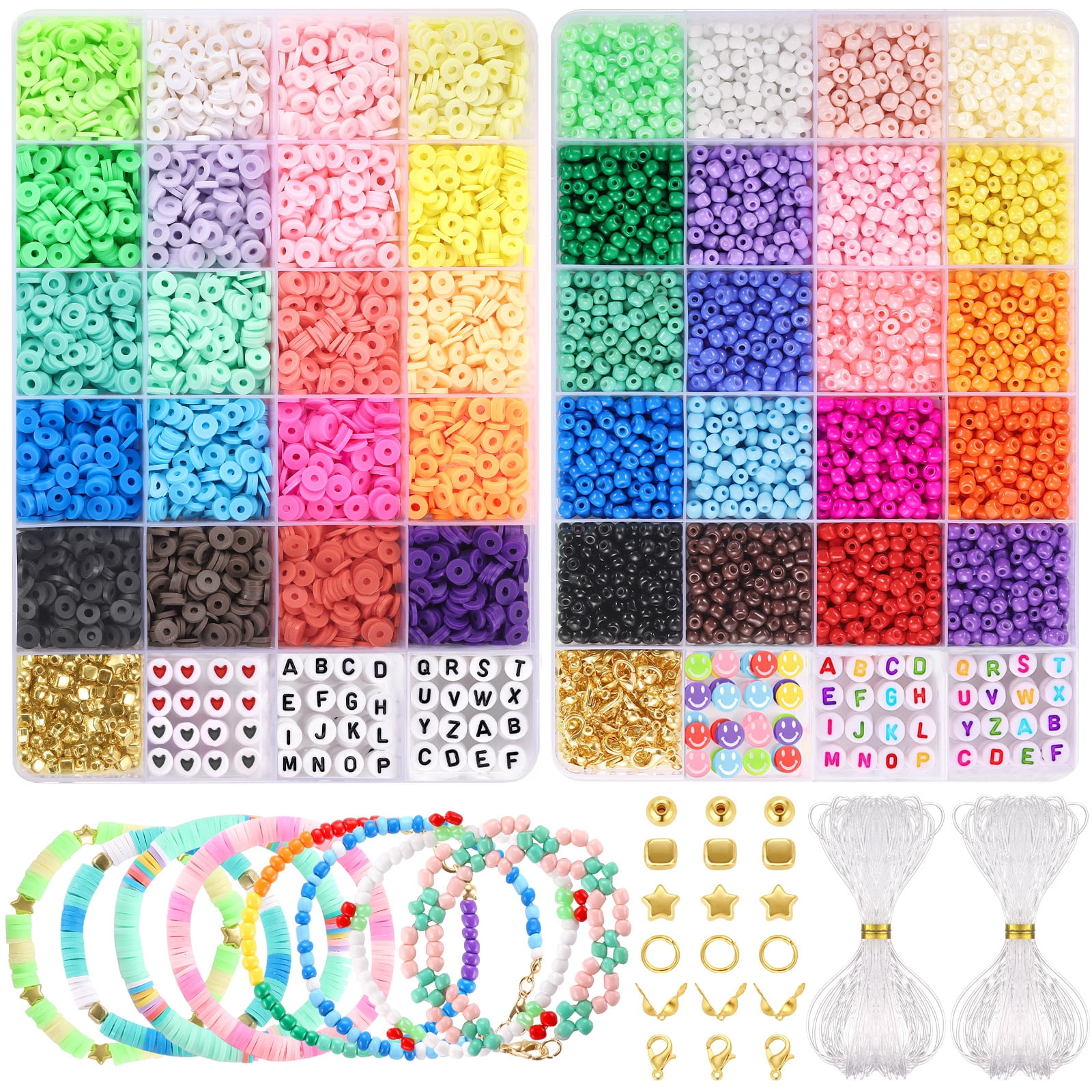  10 Strands Pearlescent Color Clay Beads, Funtopia 3200 Pcs  Heishi Beads Polymer Clay Beads Strands, Flat Round Disc Clay Beads for  Bracelets Jewelry Making (10 Colors, 6mm) : Arts, Crafts & Sewing