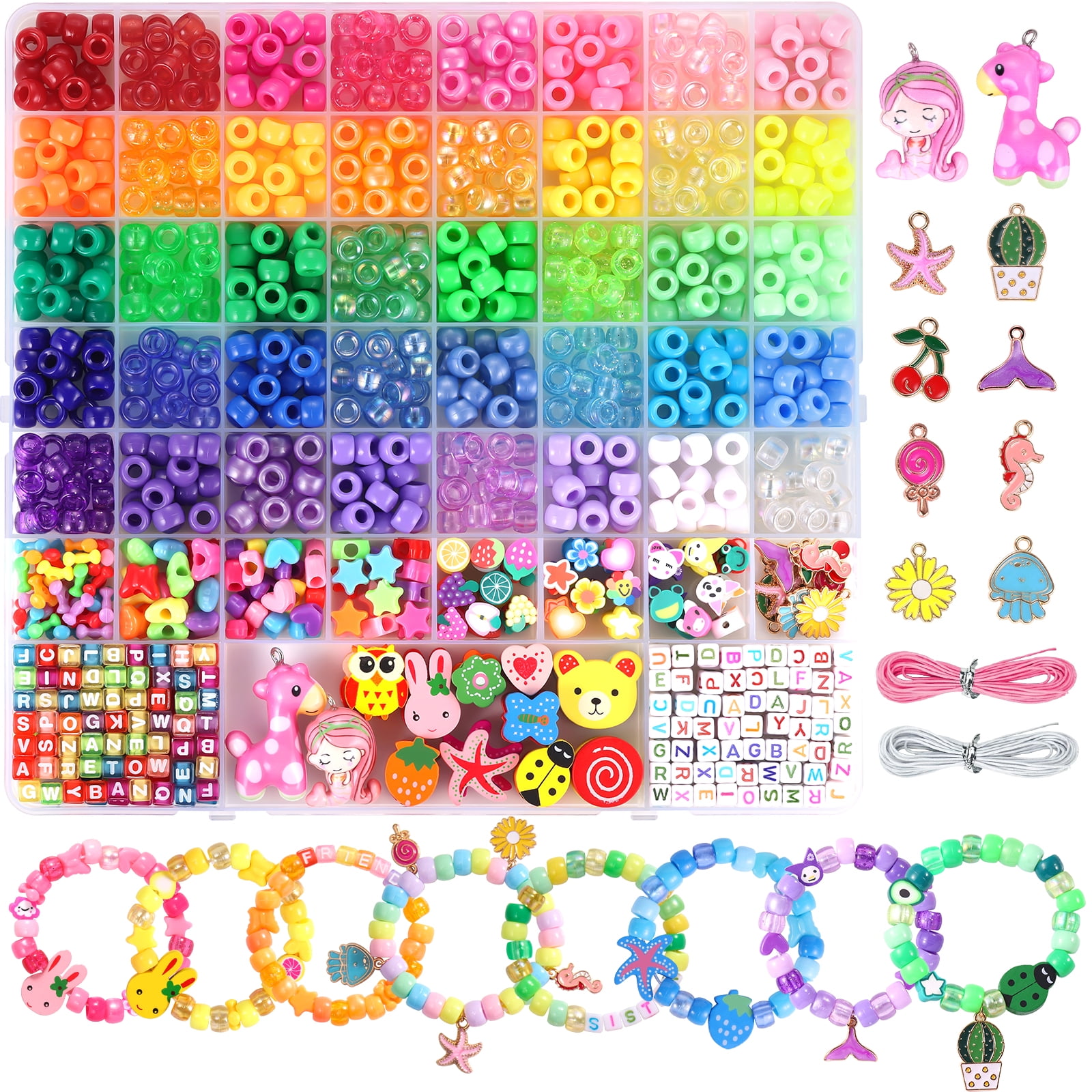 Funtopia Colorful Pony Beads and Letter Beads, 954pcs Kandi Beads Friendship Bracelets Making Kit, DIY Crafts Gifts for Girls