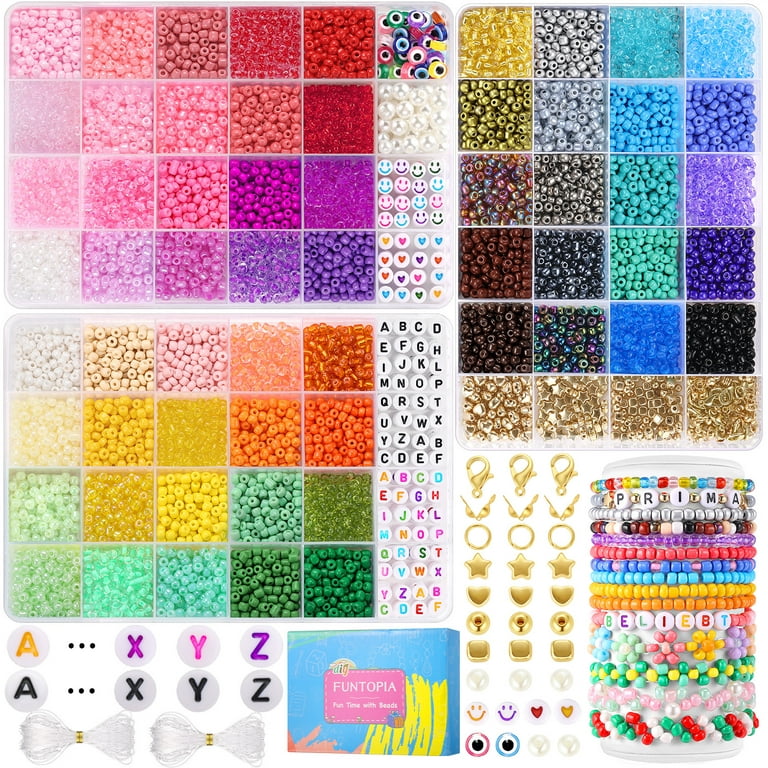 Jewelry Making Kit 4mm Glass Seed Beads and Alphabet Letter Beads for  Jewelry Making and Crafts Beads for Name Bracelets Making Kit 