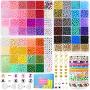 Funtopia Glass Seed Beads for Jewelry Making Kit, 60 Colors 7800 Pcs+ Bracelet Making Kit, Friendship Bracelets Kit with Letter Beads for DIY, Art and Craft, Gift for 6 7 8 9 10 Teens Adults, 4mm