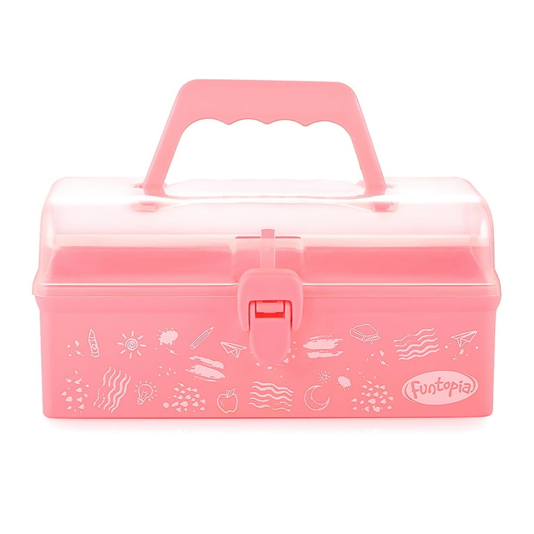 Funtopia Plastic Art Box for Kids, Small Storage Box for Kids' Toys Crayon,  Portable Sewing Box, Tool Box, Craft and Art Supply Case, Multi-Purpose  School Supply, Office Supply - Pink 