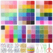 Funtopia Seed Beads Kit, 120 Colors, 34000pcs, Small Glass Beads, Alphabet Beads, 3mm