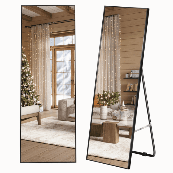 Funtouch 65"x22" Full Length Mirror Rectangle Body Dressing Floor Standing Mirrors, Black