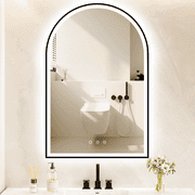 Funtouch Arched LED Bathroom Mirror 20"x30" with Front and Backlight, LED Bathroom Mirror with Lights，Anti-Fog，3 Colors, Memory,Shatterproof,UL Listed