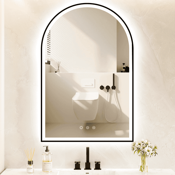 Funtouch Arched LED Bathroom Mirror 20"x30" with Front and Backlight, LED Bathroom Mirror with Lights,Anti-Fog,3 Colors, Memory,Shatterproof,UL Listed