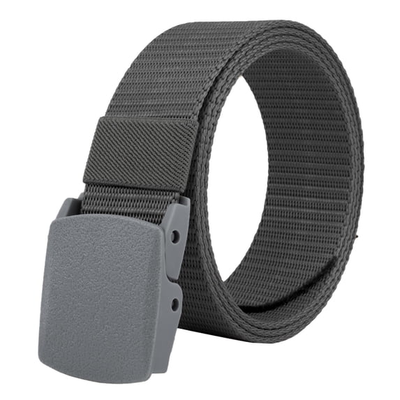 Funuony Nylon Web Belt for Men,Metal Free Plastic Automatic Slide Buckle Hole-Free Adjustable Webbing Strap, Multi Neutral Color Outdoor Travel Work Jean Waist Belt Dark Gray One Size