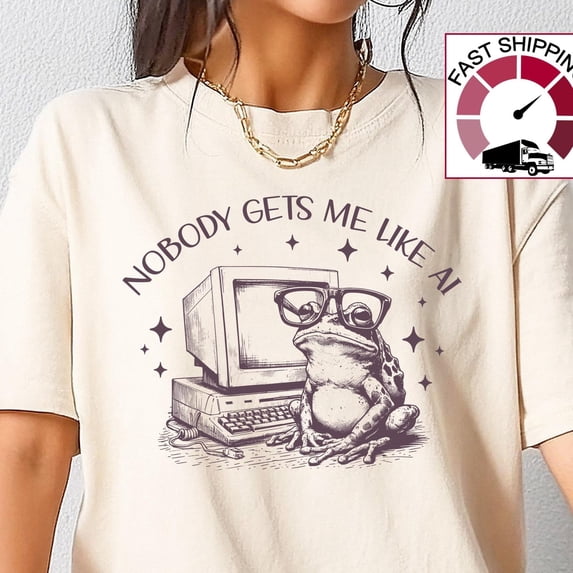 Funy Frog Meme TshirtGeek Humor Tech Lover GiftNobody Gets Me Like AIIntrovert Frog TeeSoc