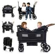 Funyard Wagon Stroller for 2 Kids &Toddler with 5-Point Harness,Adjustable Handle Bar and Canopy,Tray Table