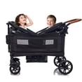 thumbnail image 1 of Funyard, Expedition Wagon Stroller for 2 Kids, Double Stroller with 5-Point Safety Harness, Adjustable Canopy & Handlebar, Snack Tray, All-Terrain Wheels, Lightweight Fold, Black, 1 of 9