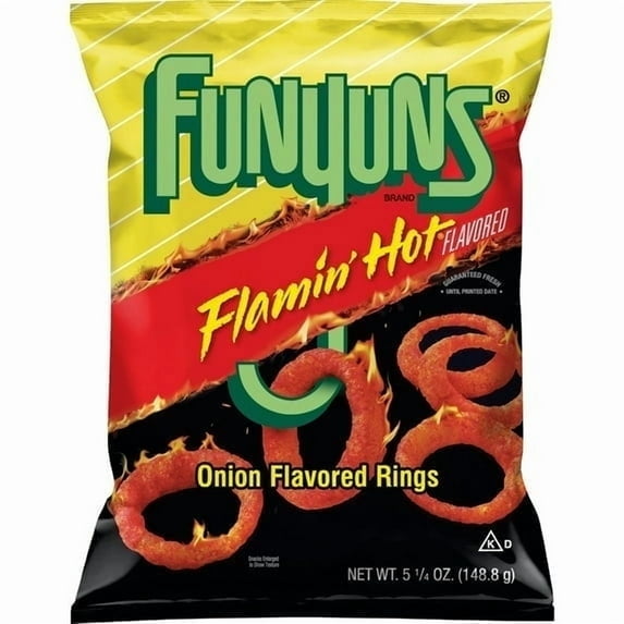 Funyuns Onion Flavored Rings Flamin' Hot Flavored 5.25 Ounce Bag (4Pack)