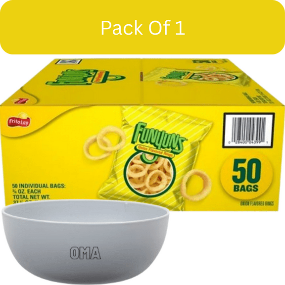 Funyuns Onion Rings Snacks, 0.75 oz, 50-ct,With Olive White Bowl By OMA