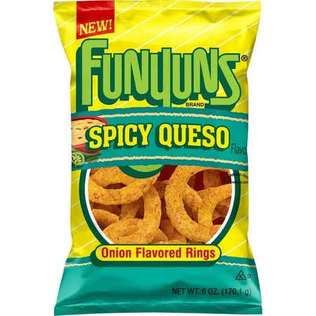 Funyuns Spicy Queso Onion Flavored Rings Snacks, Shelf-Stable 6 oz Bag ( 2 Pack )