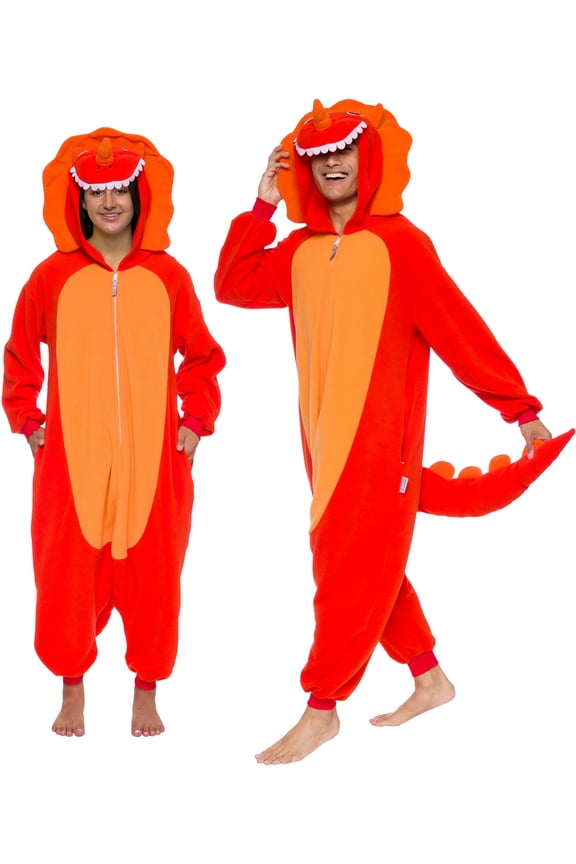 Triceratops Adult Unisex Novelty Union Suit Costume for Halloween - X-Large, Orange