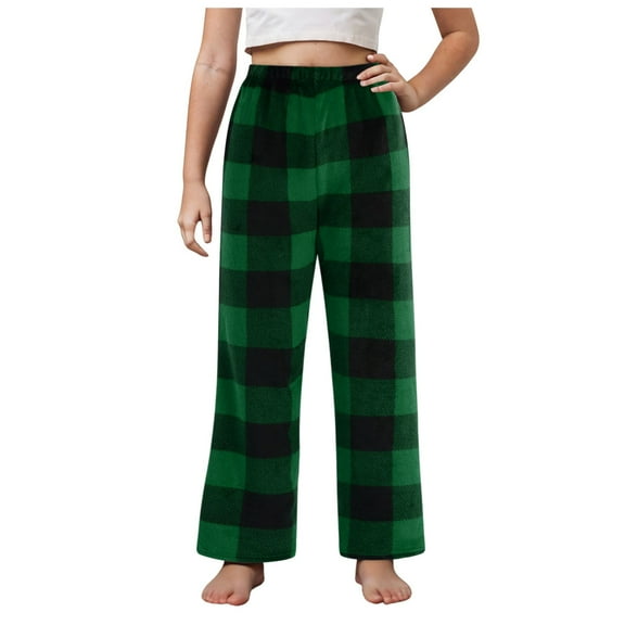 Fupinoded Boys Pjs Size 14-16 Boys Pajamas Size 8 Boys Soft Flannel Pajamas Pants Plaid Pj Pants Lounge Long Bottoms Green 11-12 Years