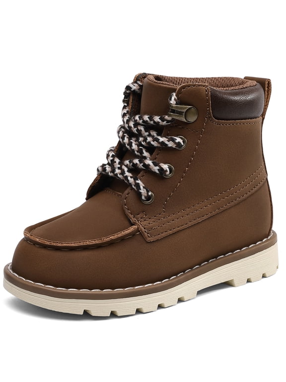 Boys Ankle Boots Kids Casual Sneakers with Lace Up Brown 3 Big Kid
