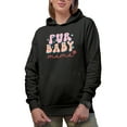 thumbnail image 1 of Fur Baby Mama feat. a Paw, Groovy Text Art Merch Gift, Black Hooded Sweatshirt or Hoodie, 3XL, 1 of 5