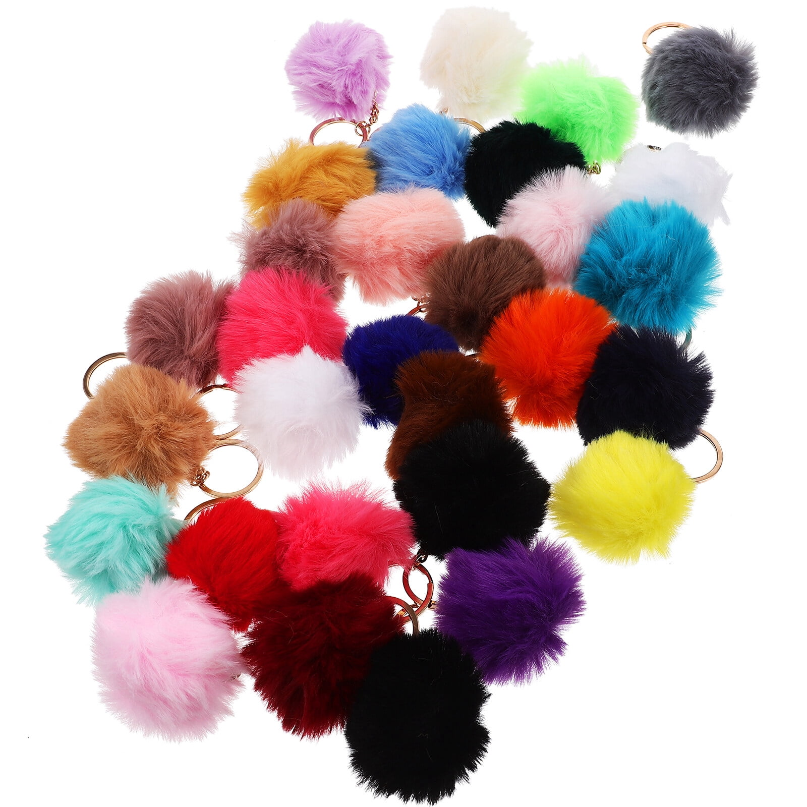 Fur Ball Keychain Keychains for Crafts Plush Rings Adorable Fluffy ...