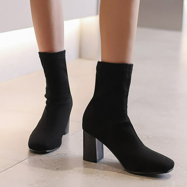 Short black boots with fur cheap