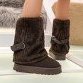 thumbnail image 1 of Fur Boots,Womens Winter Boots,Women's Faux Fur Mid Calf Snow Boots - Round Toe Suede Warm Fur Lined Platform Flat Comfort Outdoor Winter Fashion Boots(Coffee 41), 1 of 9
